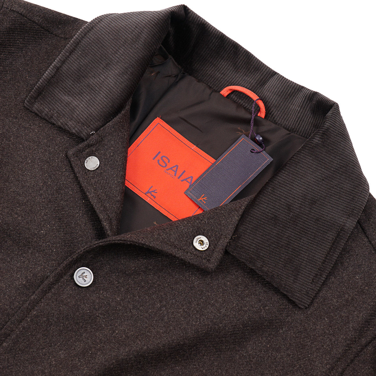 Isaia Snap-Front Cashmere Varsity Jacket