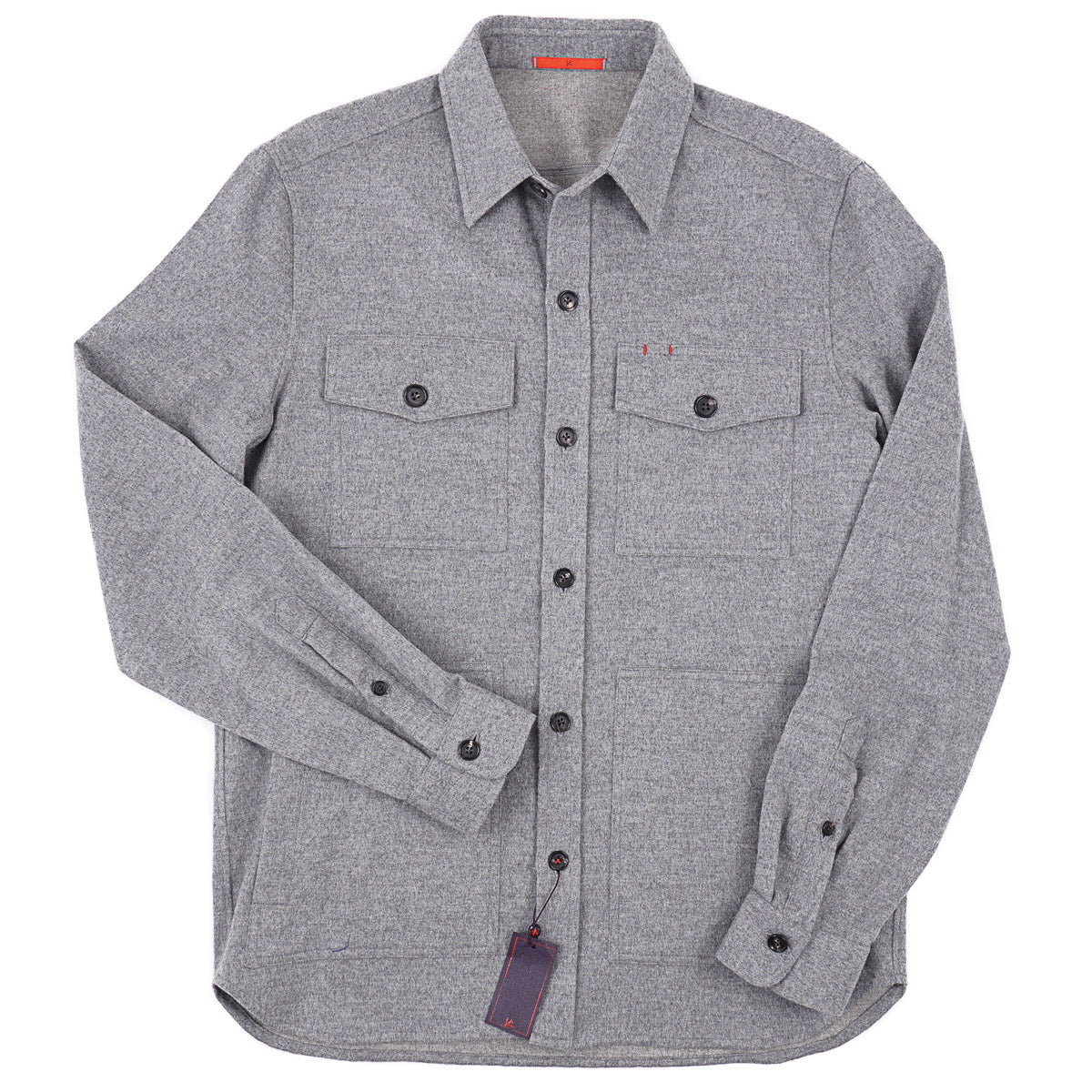 Isaia Flannel Wool-Cashmere Overshirt