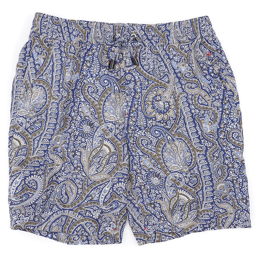 Isaia Printed Silk Drawstring Shorts