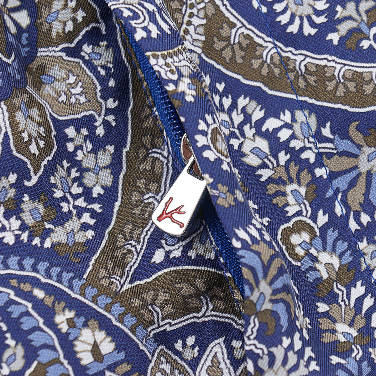 Isaia Printed Silk Drawstring Shorts