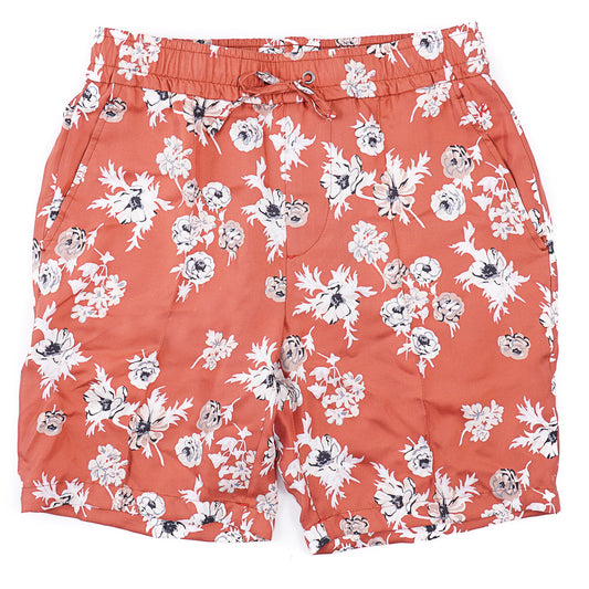Isaia Printed Silk Drawstring Shorts