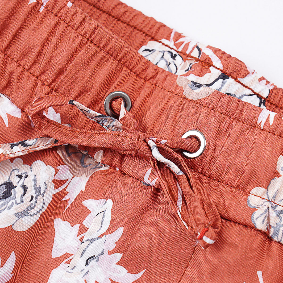 Isaia Printed Silk Drawstring Shorts