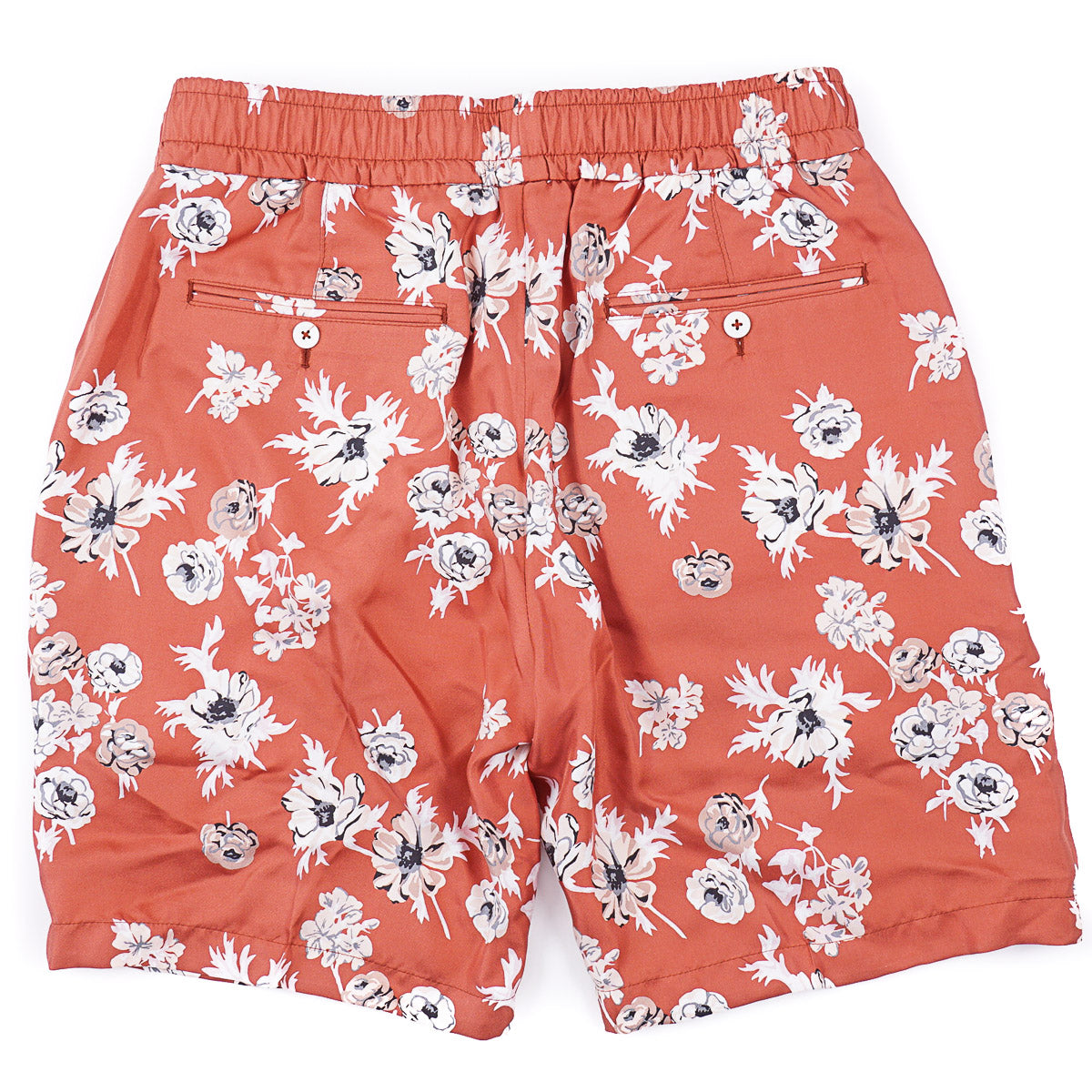 Isaia Printed Silk Drawstring Shorts