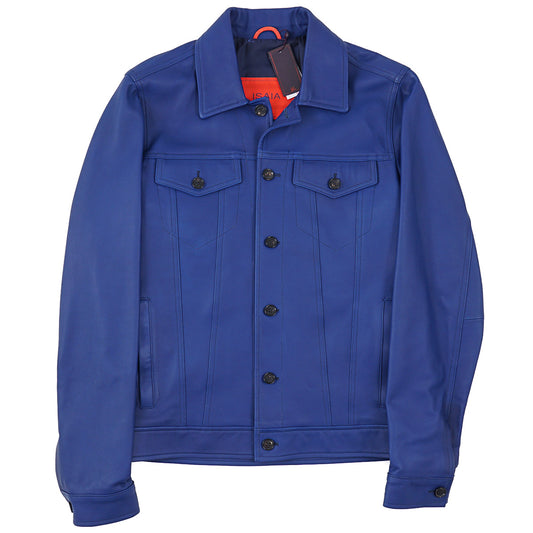 Isaia Satin Calf Leather Jacket