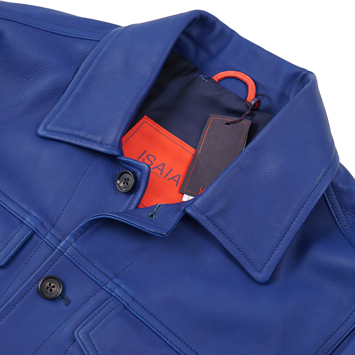 Isaia Satin Calf Leather Jacket