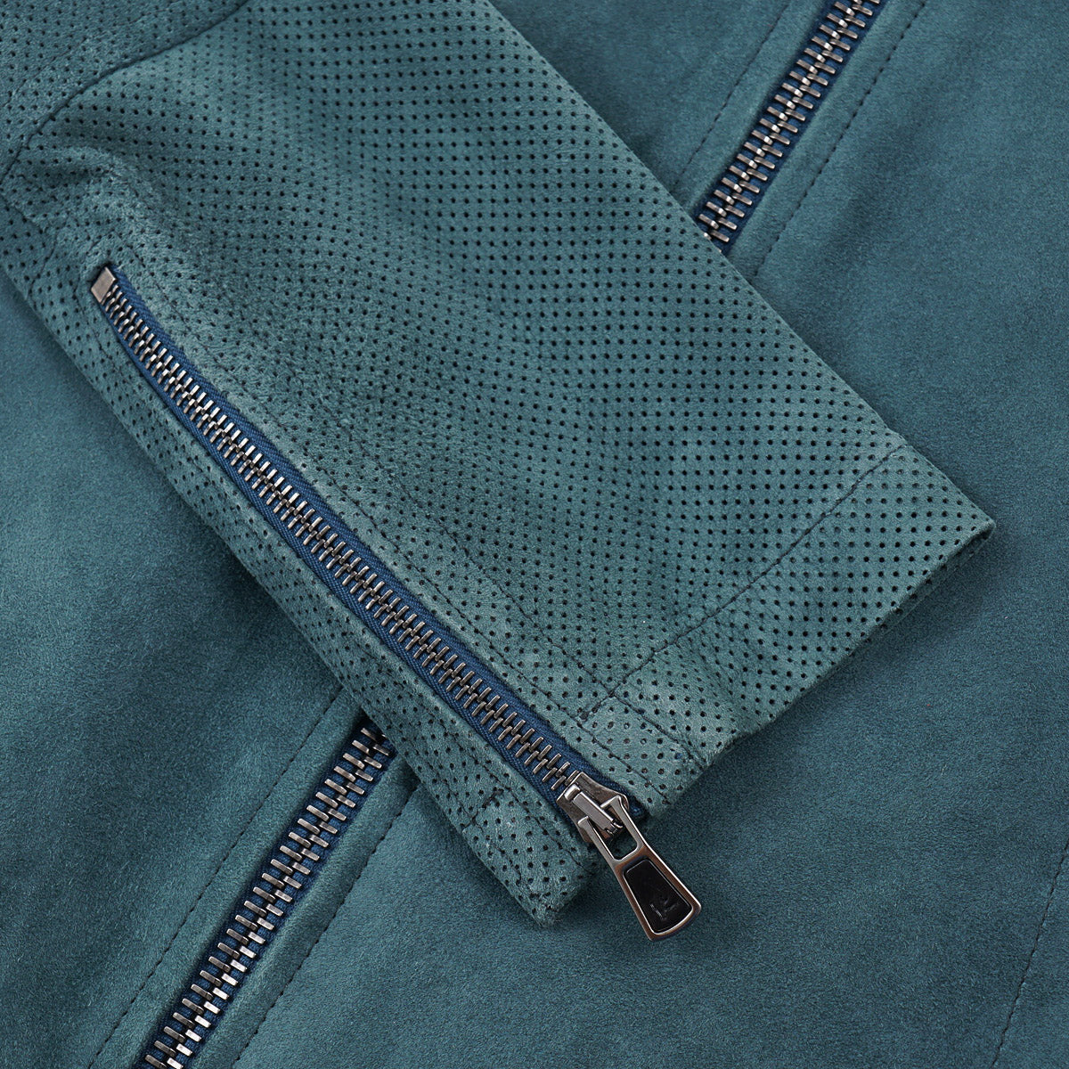 Isaia Lambskin Suede Moto Jacket