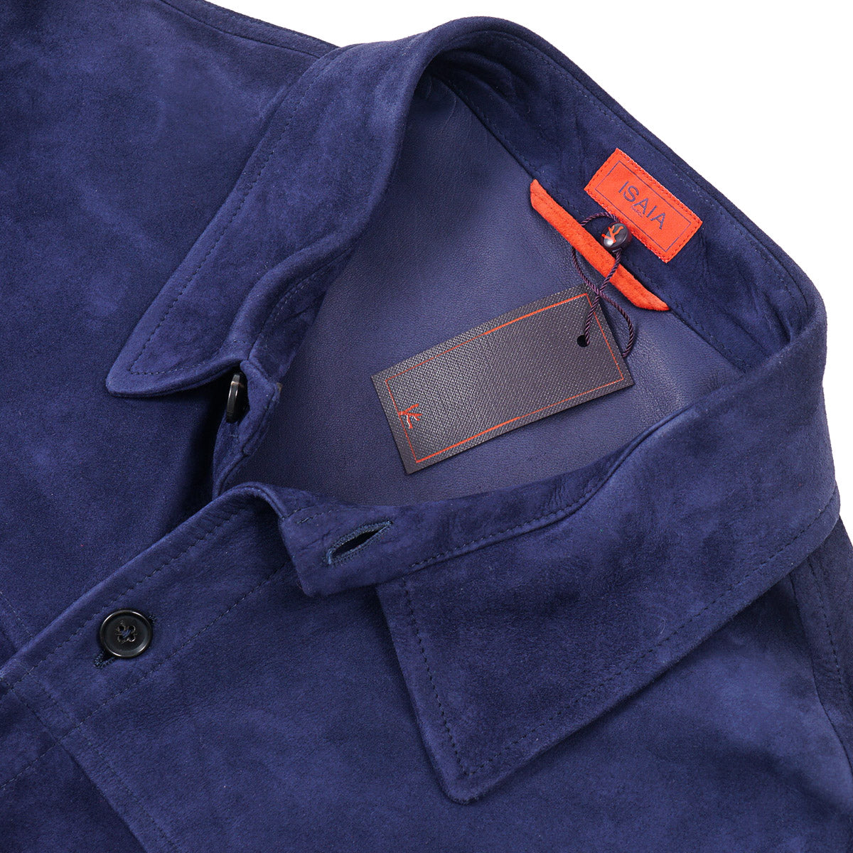 Isaia Lamb Suede Leather Overshirt Jacket