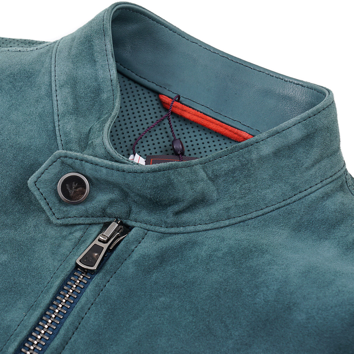 Isaia Lambskin Suede Moto Jacket