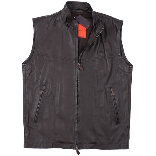 Isaia Soft Nappa Lamb Leather Vest - Top Shelf Apparel