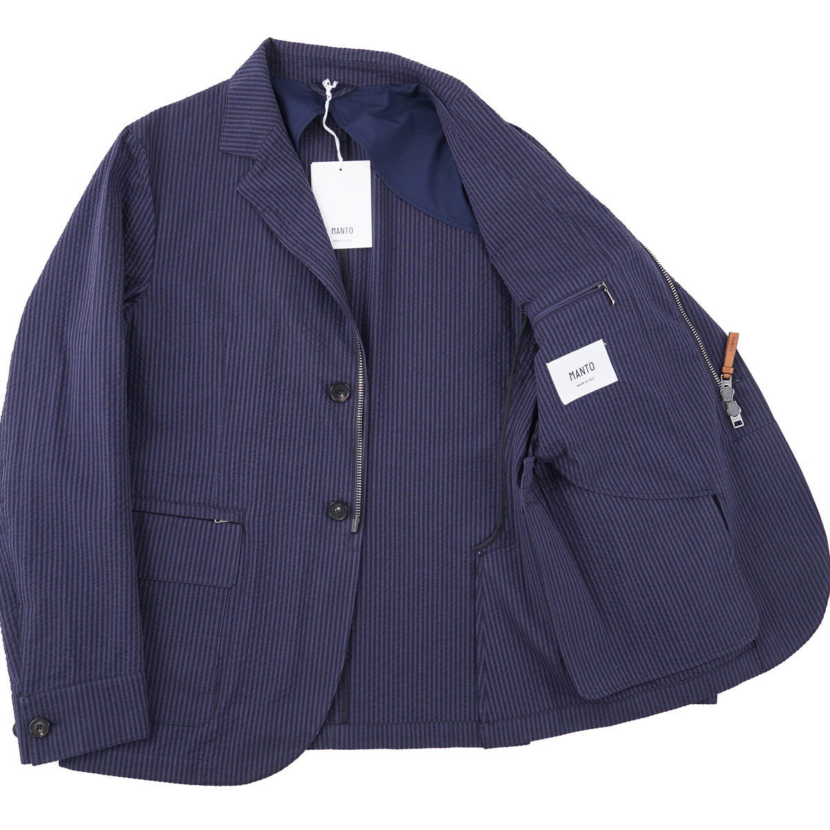 Manto Seersucker Cotton Outerwear Blazer - Top Shelf Apparel