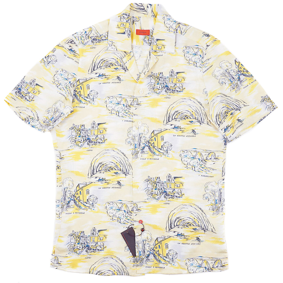 Isaia Lightweight Printed Silk Shirt
