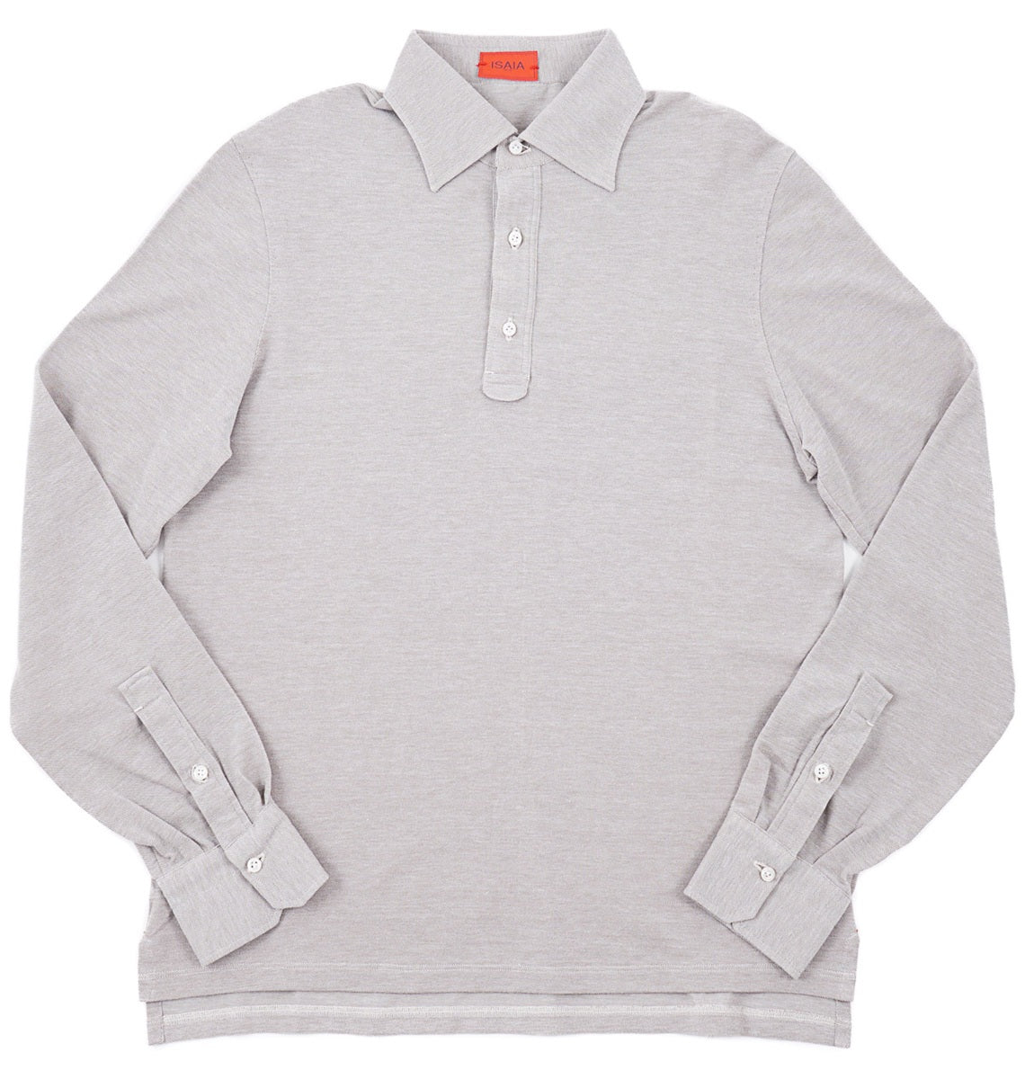 Isaia Long Sleeve Pique Cotton Polo