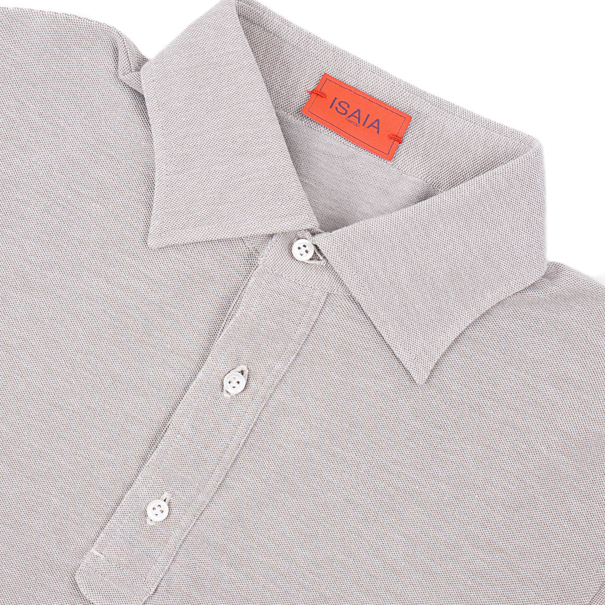 Isaia Long Sleeve Pique Cotton Polo