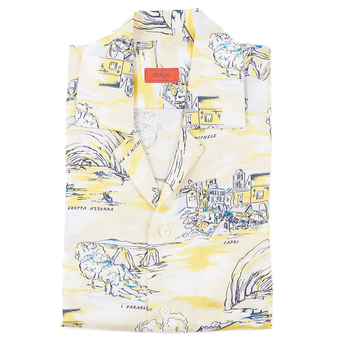 Isaia Lightweight Printed Silk Shirt
