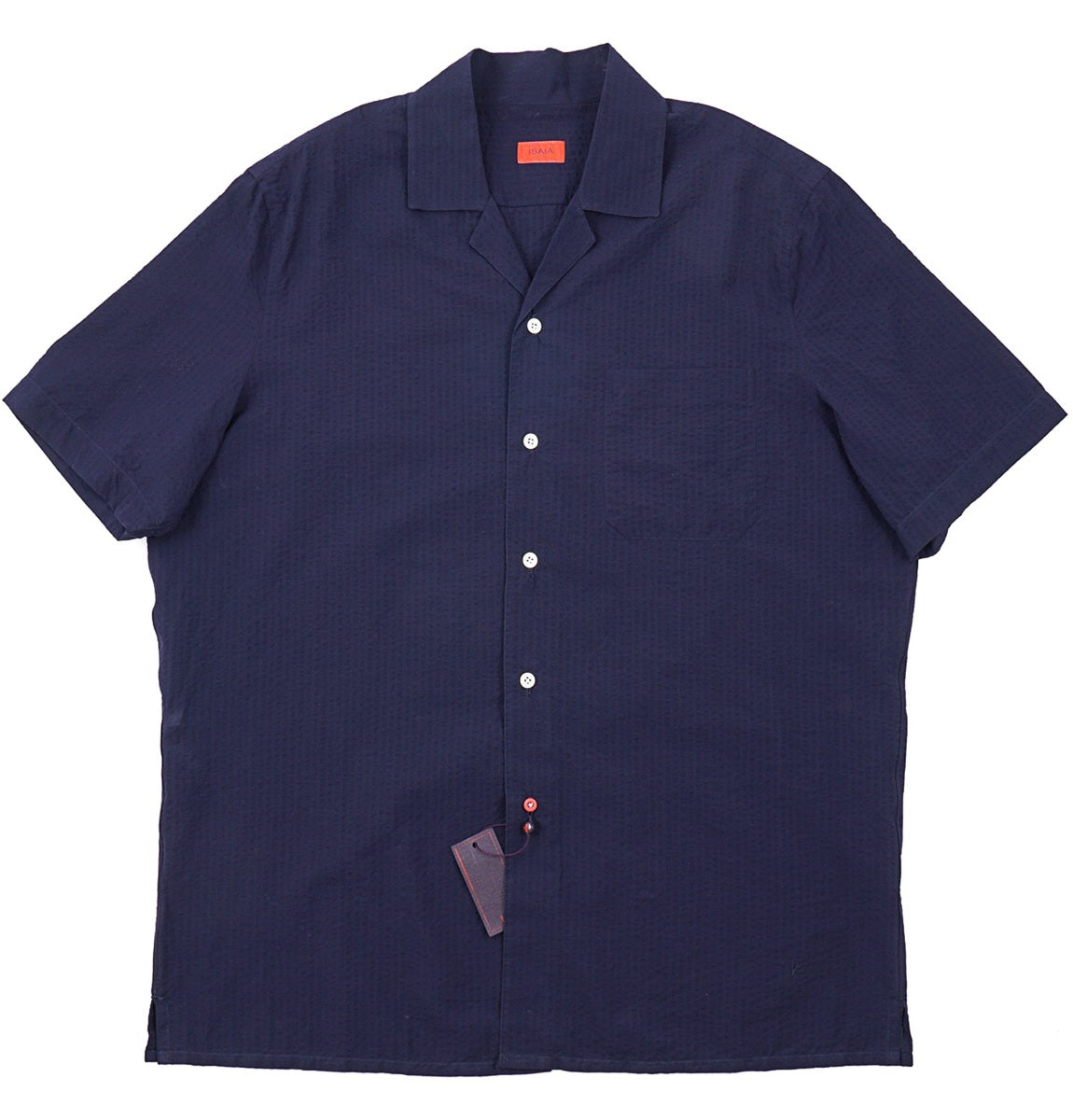Isaia Seersucker Shirt with Camp Collar