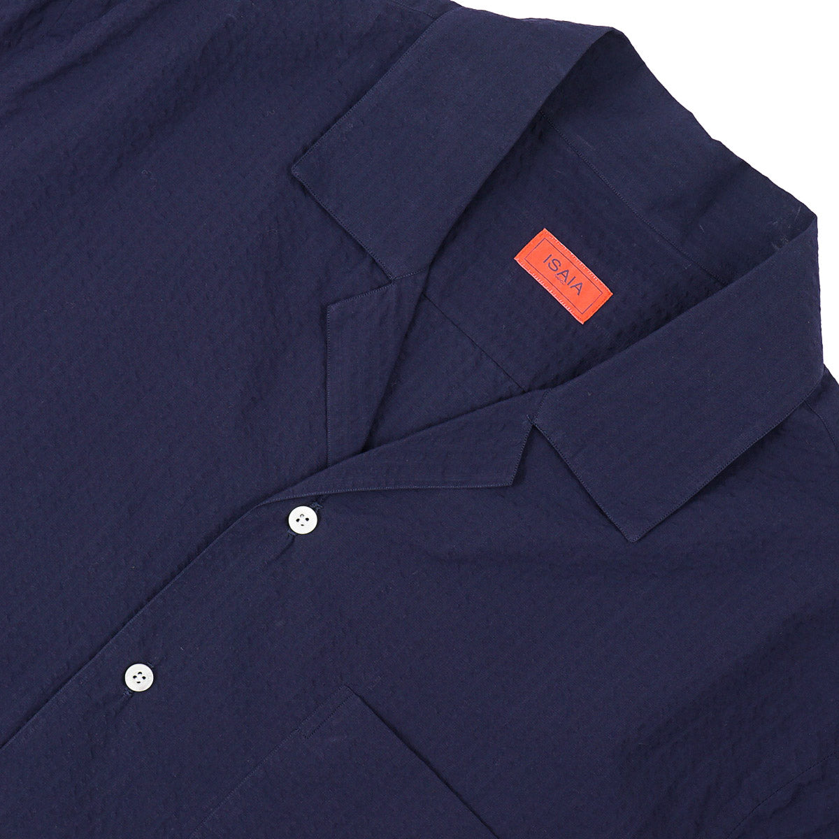 Isaia Seersucker Shirt with Camp Collar