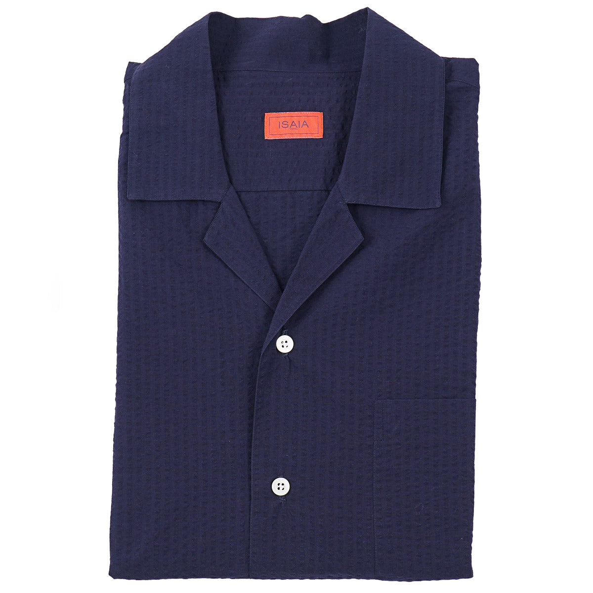 Isaia Seersucker Shirt with Camp Collar