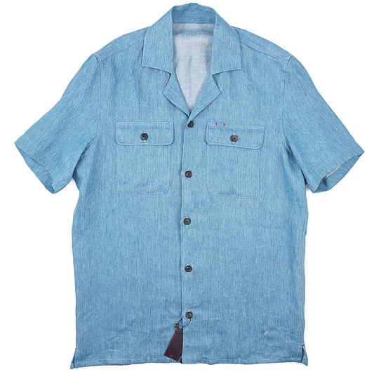 Isaia Short-Sleeve Linen Overshirt - Top Shelf Apparel