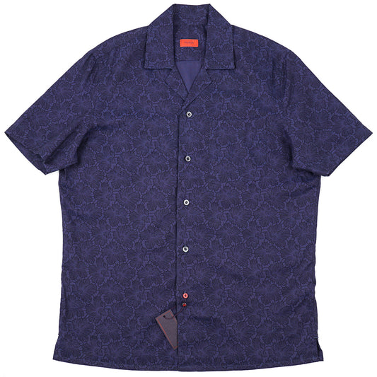 Isaia Printed Shirt with Camp Collar