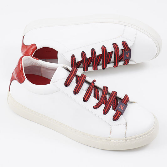 Isaia Calf Leather and Crocodile Sneakers
