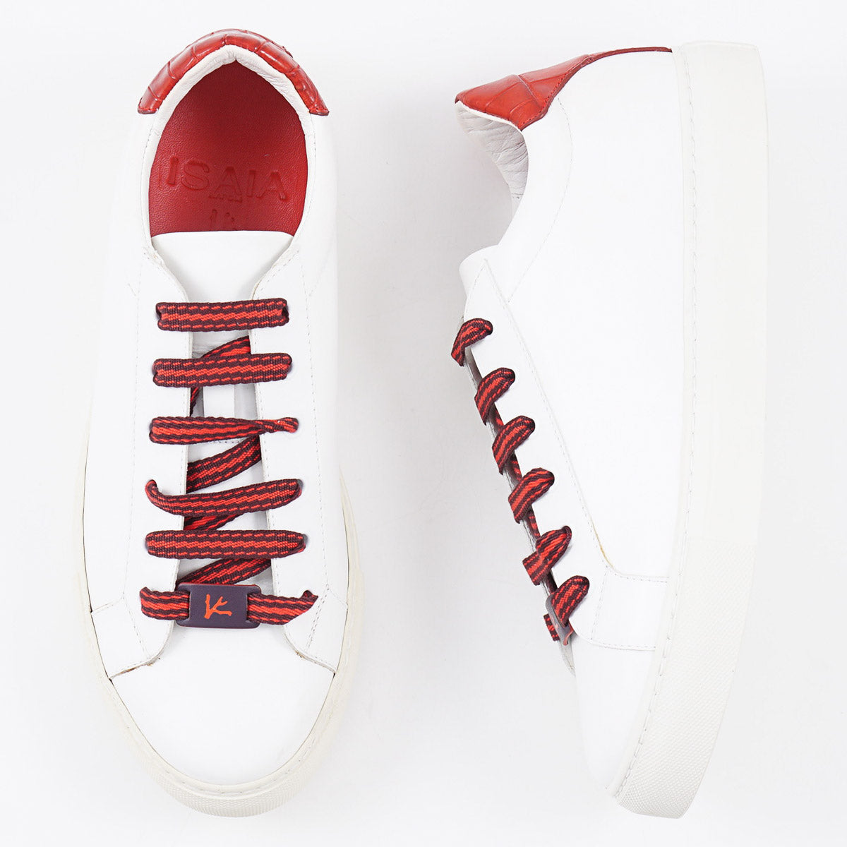 Isaia Calf Leather and Crocodile Sneakers