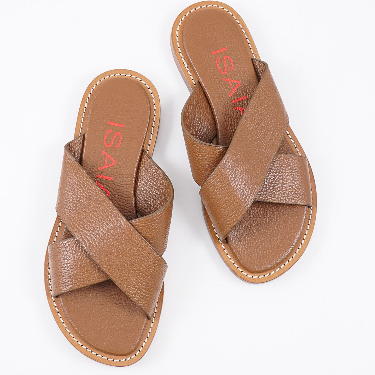 Isaia Pebbled Leather Slide Sandals