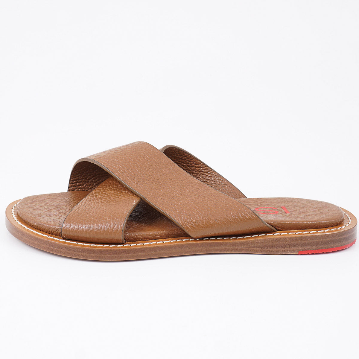 Isaia Pebbled Leather Slide Sandals