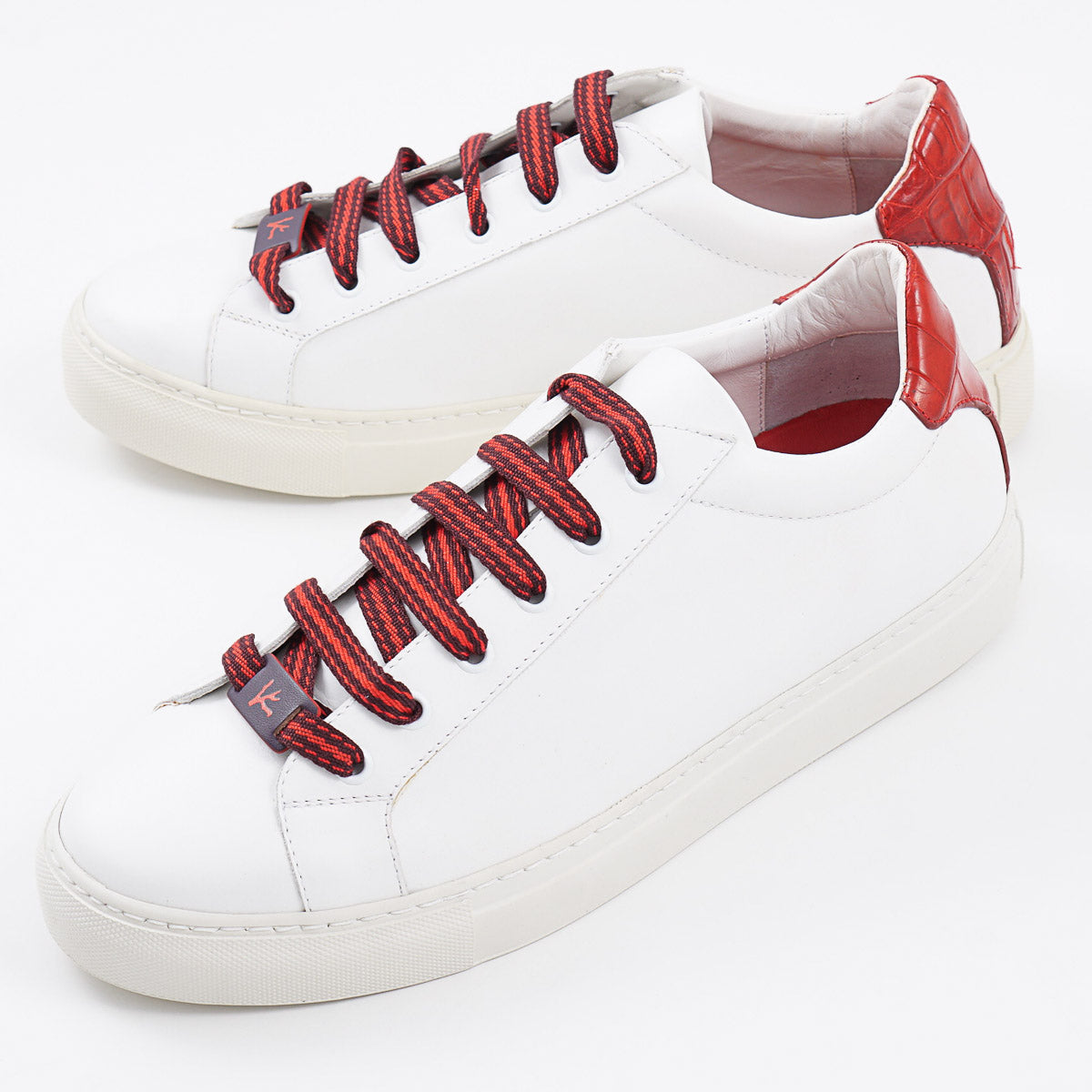 Isaia Calf Leather and Crocodile Sneakers