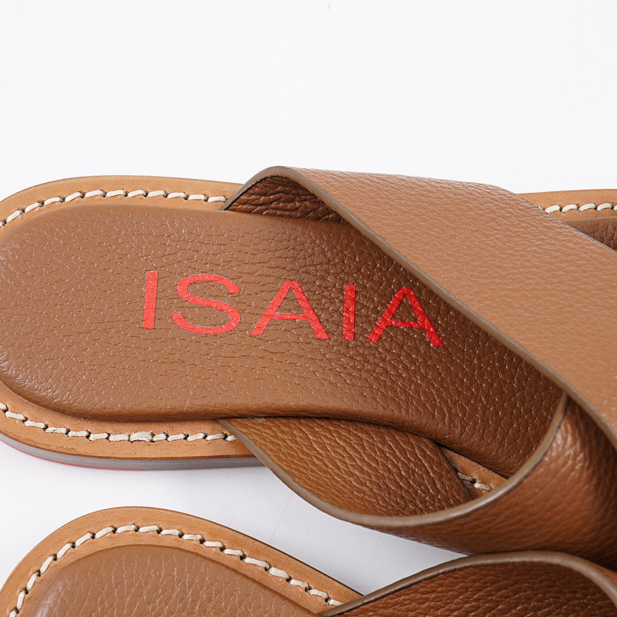 Isaia Pebbled Leather Slide Sandals