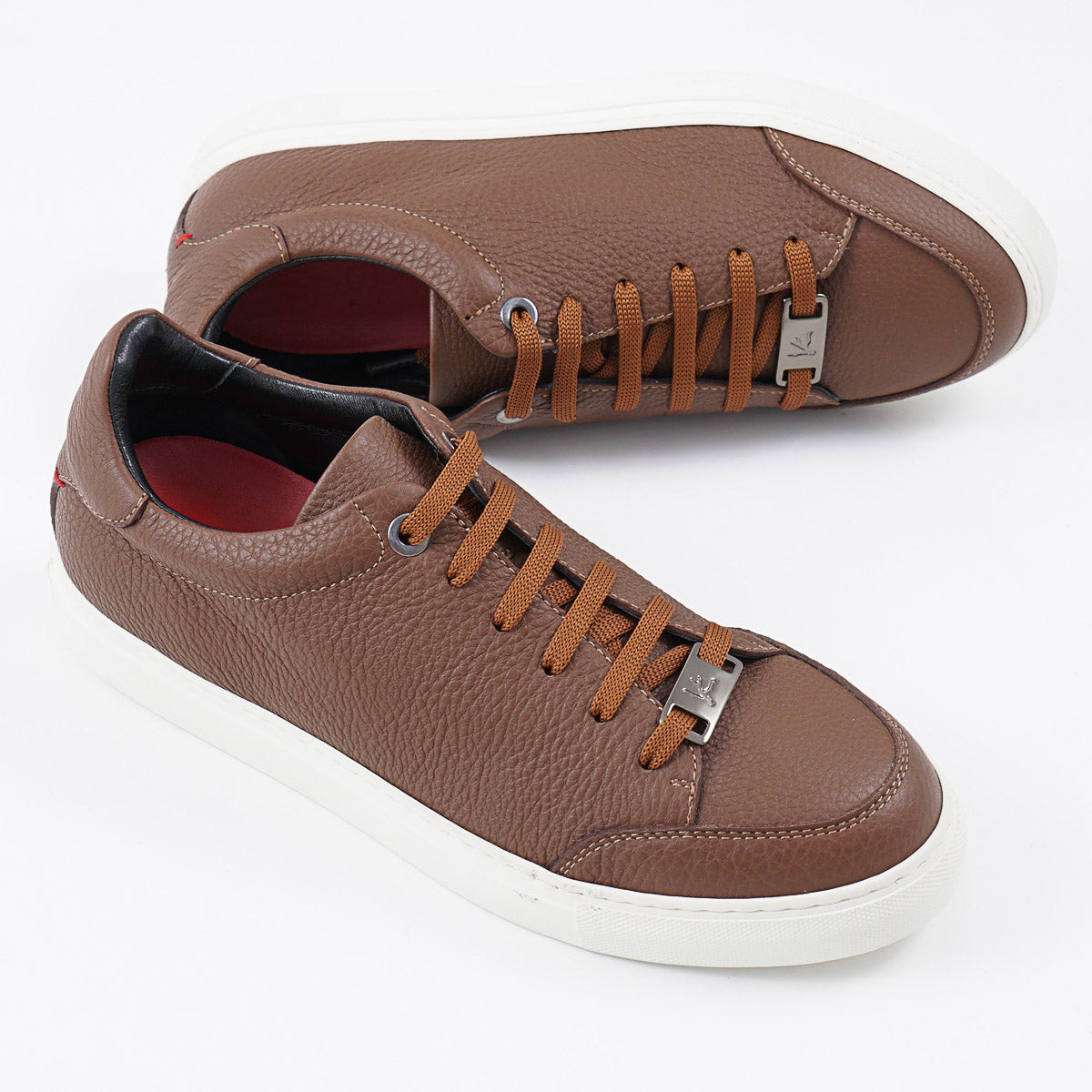 Isaia Pebble Grained Calf Leather Sneaker
