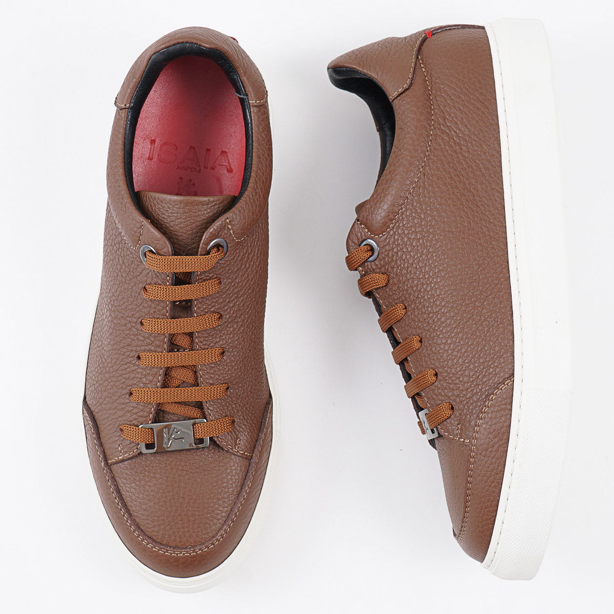 Isaia Pebble Grained Calf Leather Sneaker