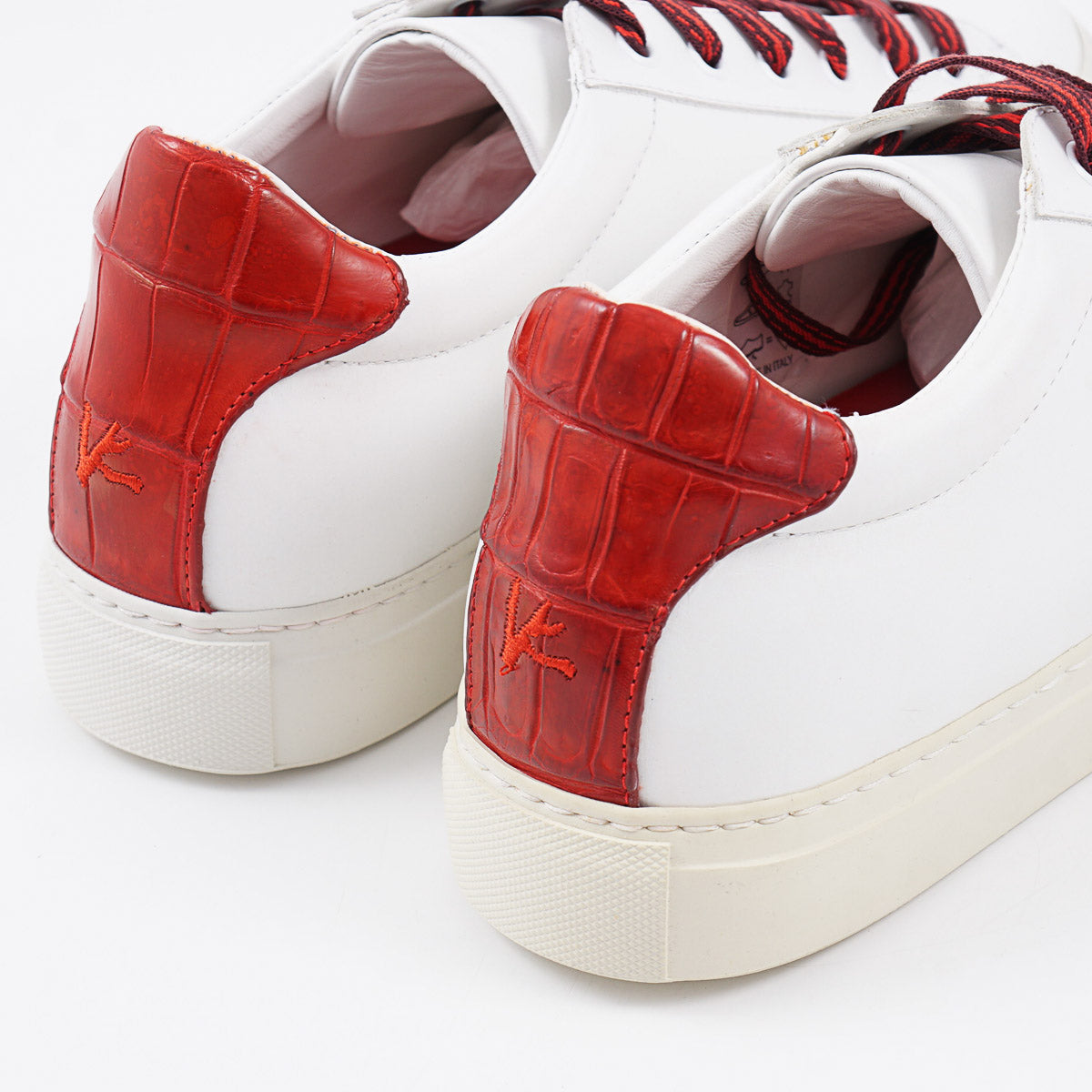 Isaia Calf Leather and Crocodile Sneakers