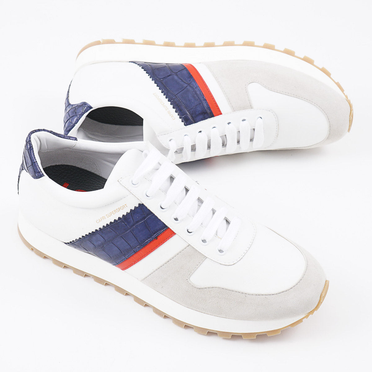 Isaia Calf Leather and Crocodile Sneakers