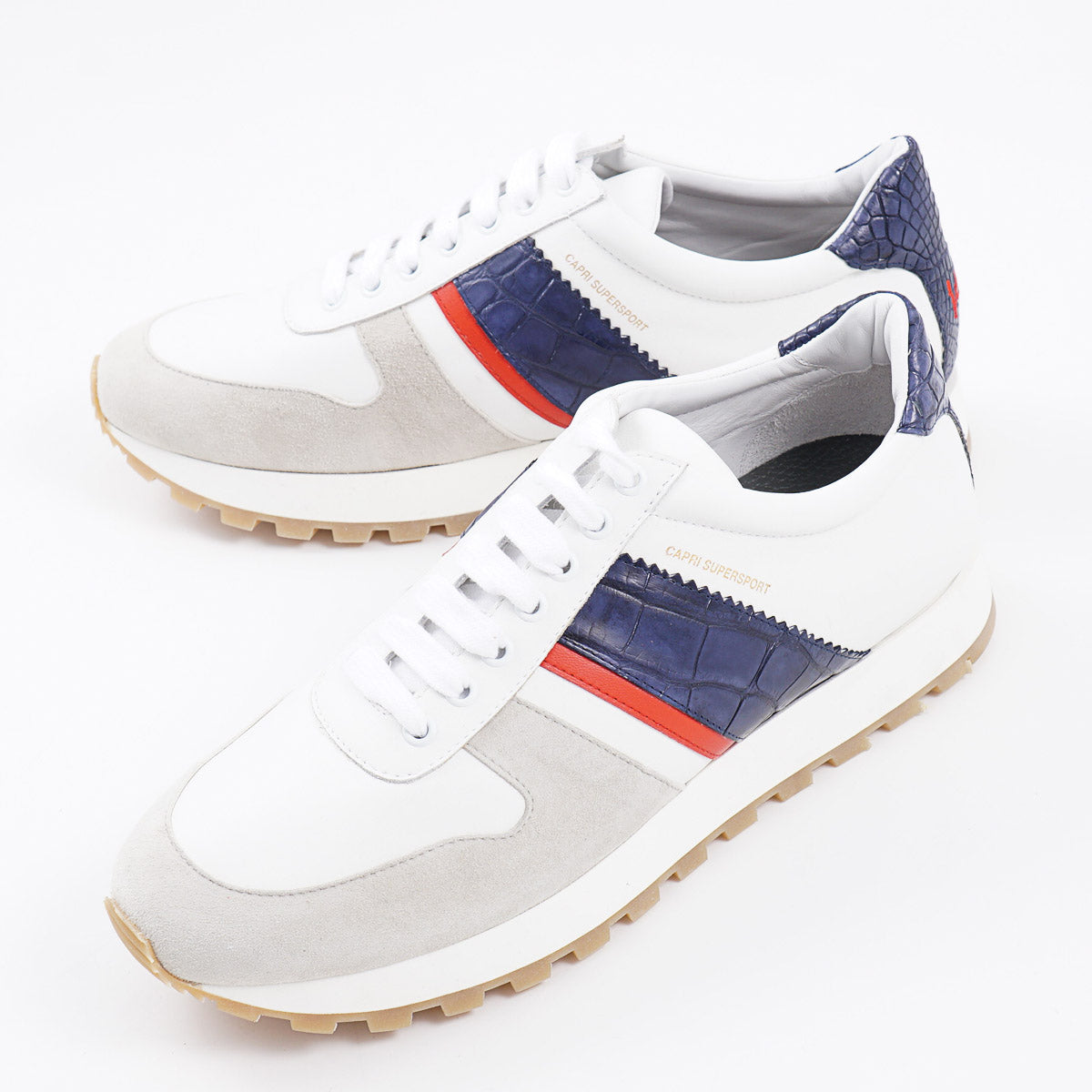 Isaia Calf Leather and Crocodile Sneakers