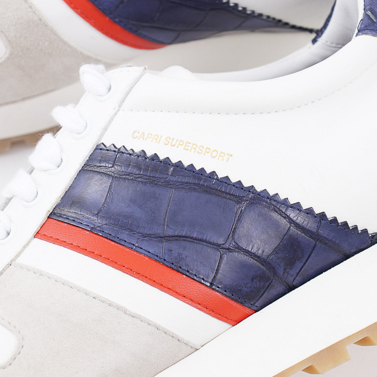 Isaia Calf Leather and Crocodile Sneakers