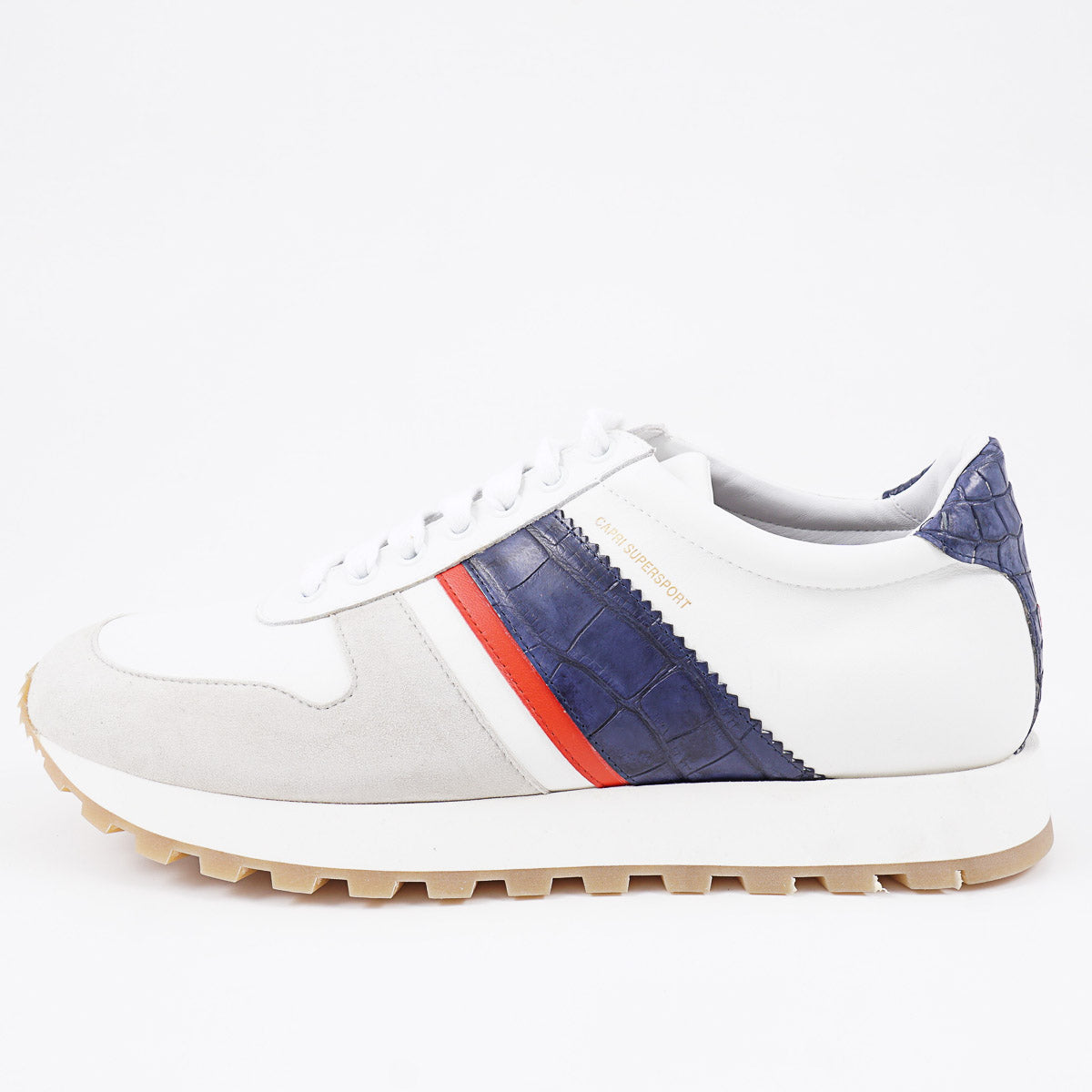 Isaia Calf Leather and Crocodile Sneakers