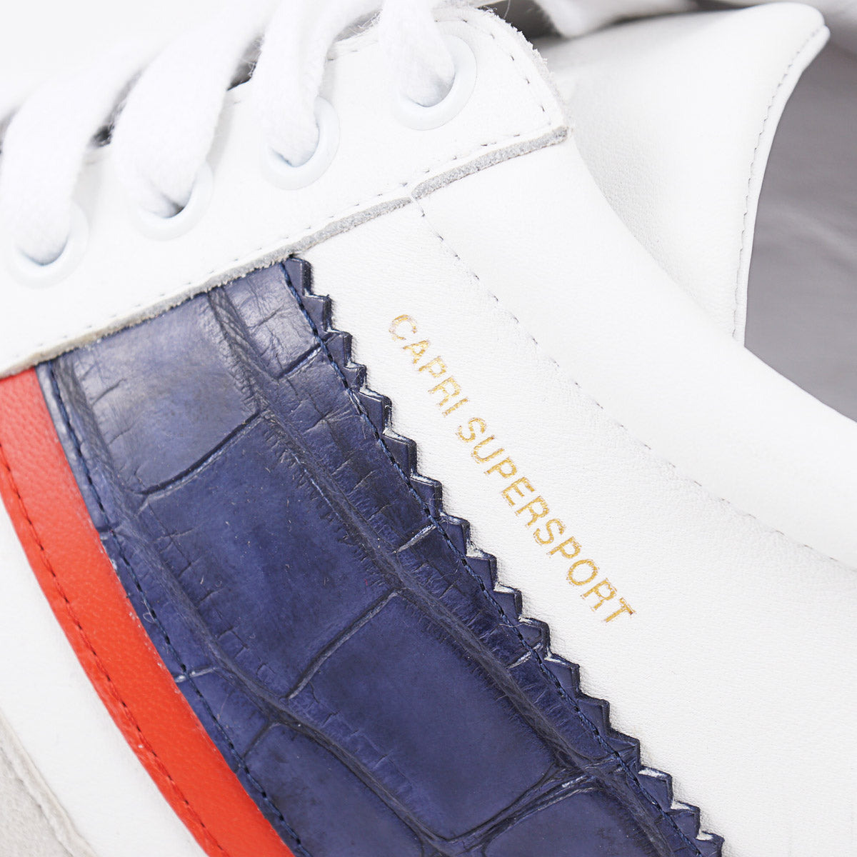 Isaia Calf Leather and Crocodile Sneakers
