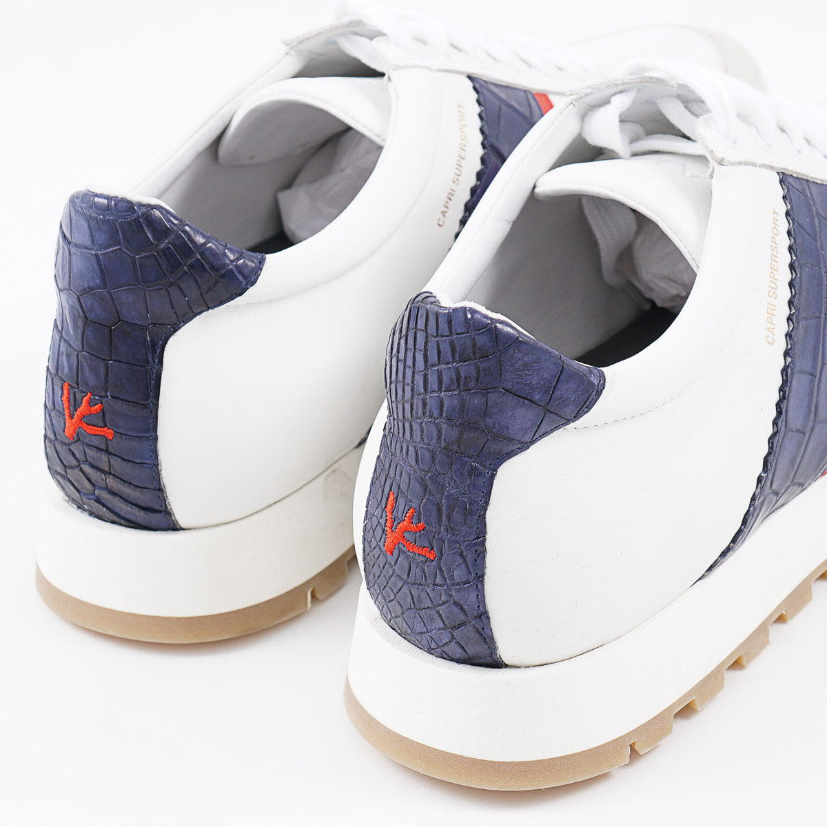 Isaia Calf Leather and Crocodile Sneakers