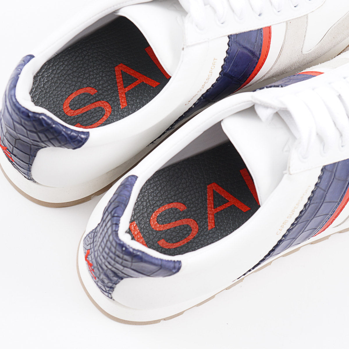 Isaia Calf Leather and Crocodile Sneakers