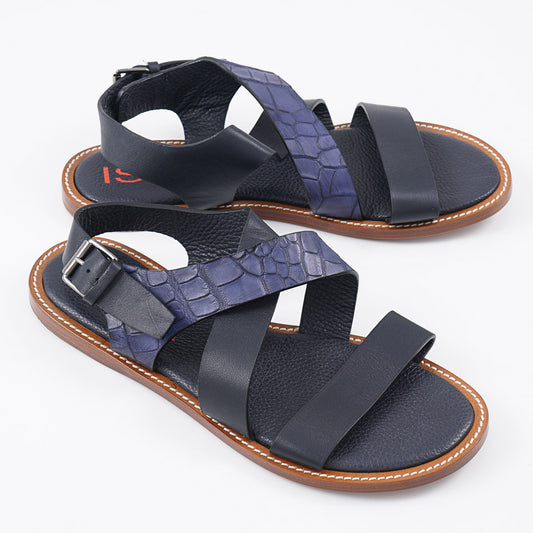 Isaia Leather and Crocodile Strap Sandals