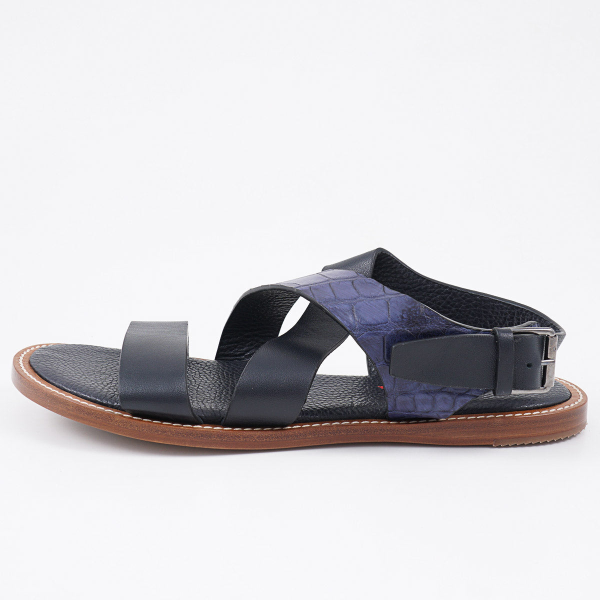 Isaia Leather and Crocodile Strap Sandals