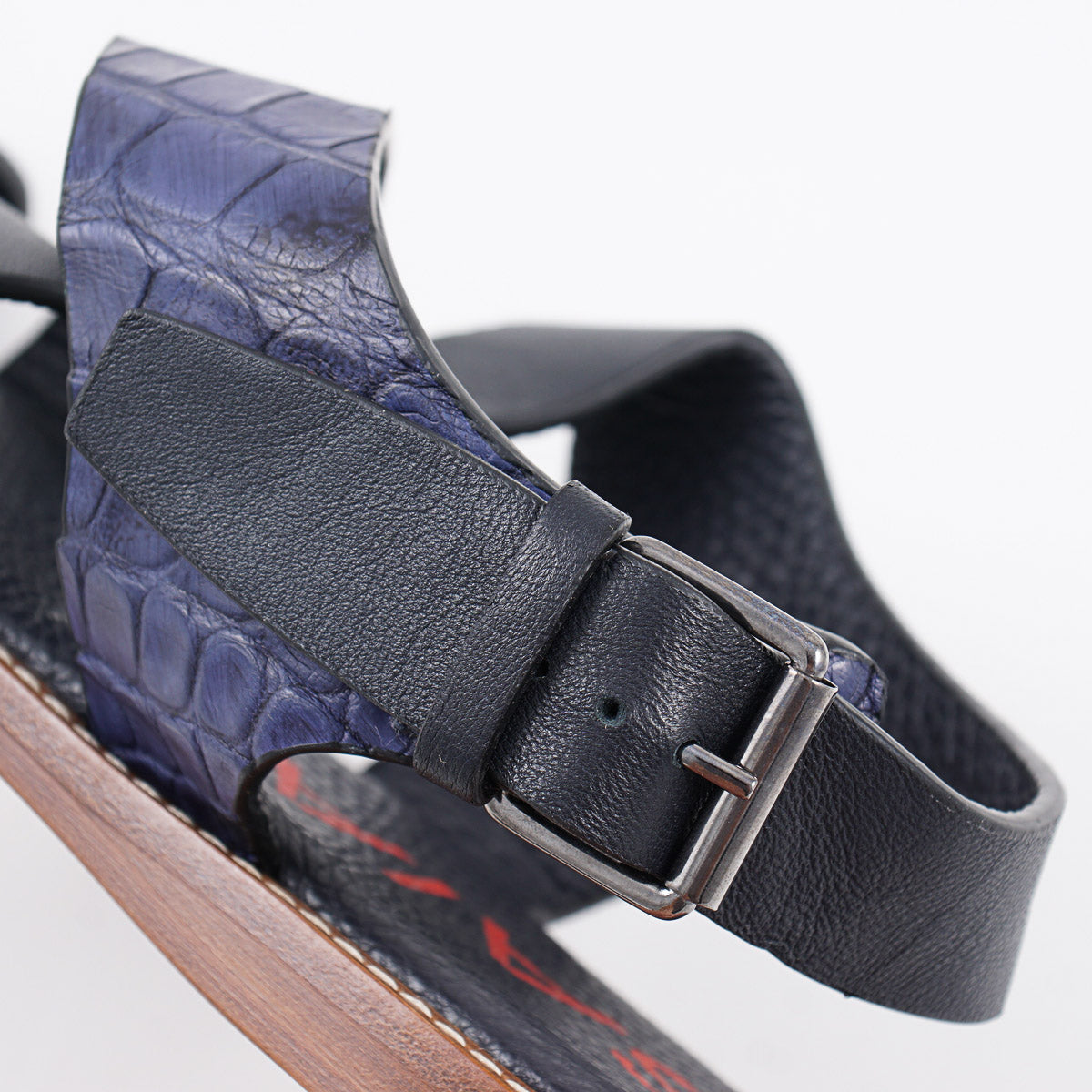 Isaia Leather and Crocodile Strap Sandals