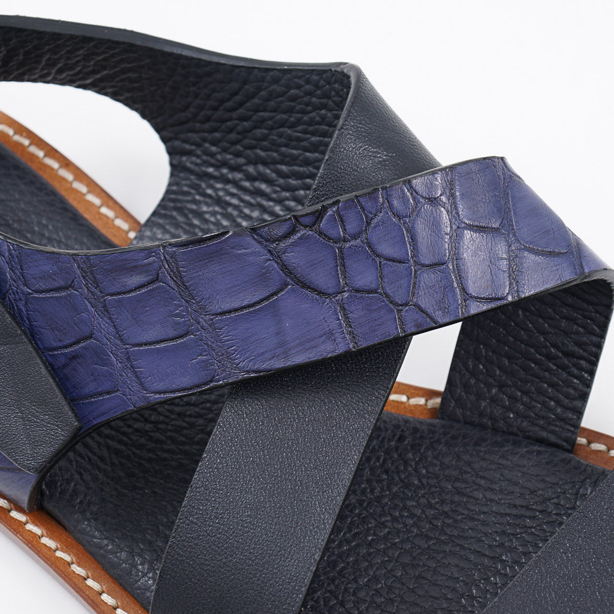 Isaia Leather and Crocodile Strap Sandals