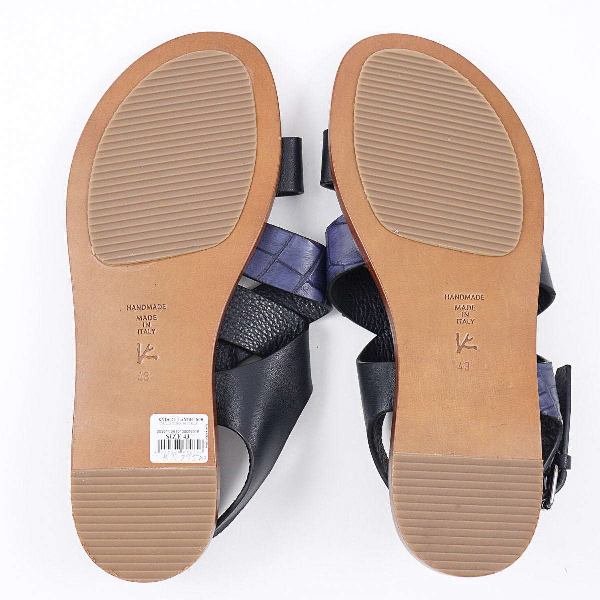 Isaia Leather and Crocodile Strap Sandals