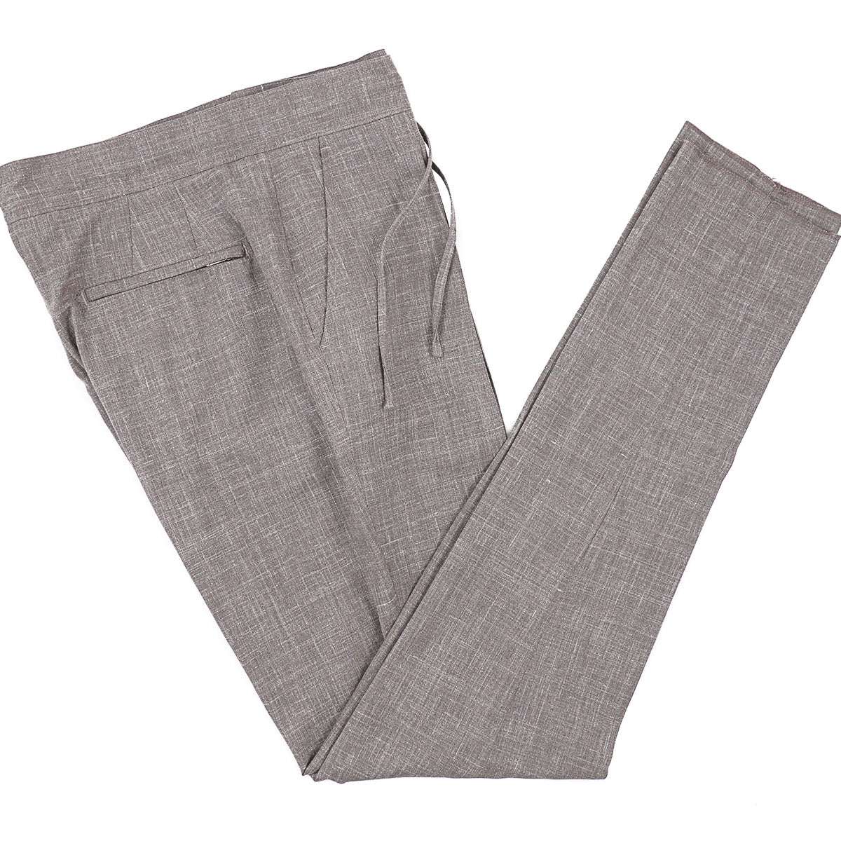 Isaia Wool-Silk-Linen Drawstring Waist Pants