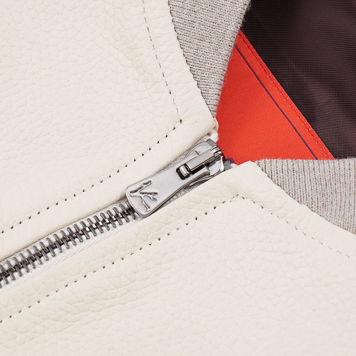 Isaia Lamb Leather Bomber Jacket