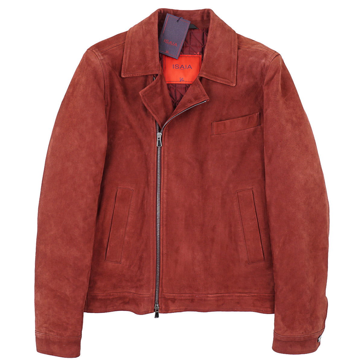 Isaia Lambskin Suede Moto Jacket