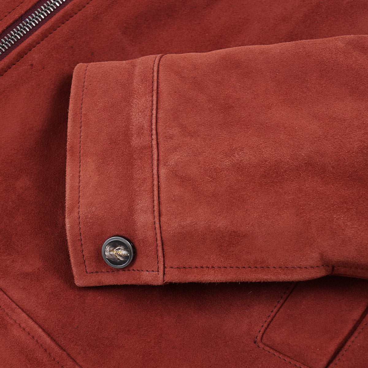 Isaia Lambskin Suede Moto Jacket