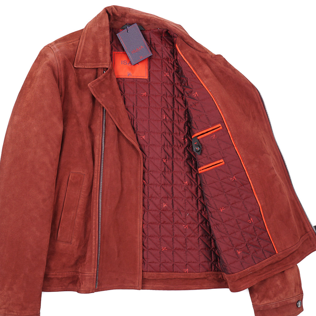 Isaia Lambskin Suede Moto Jacket