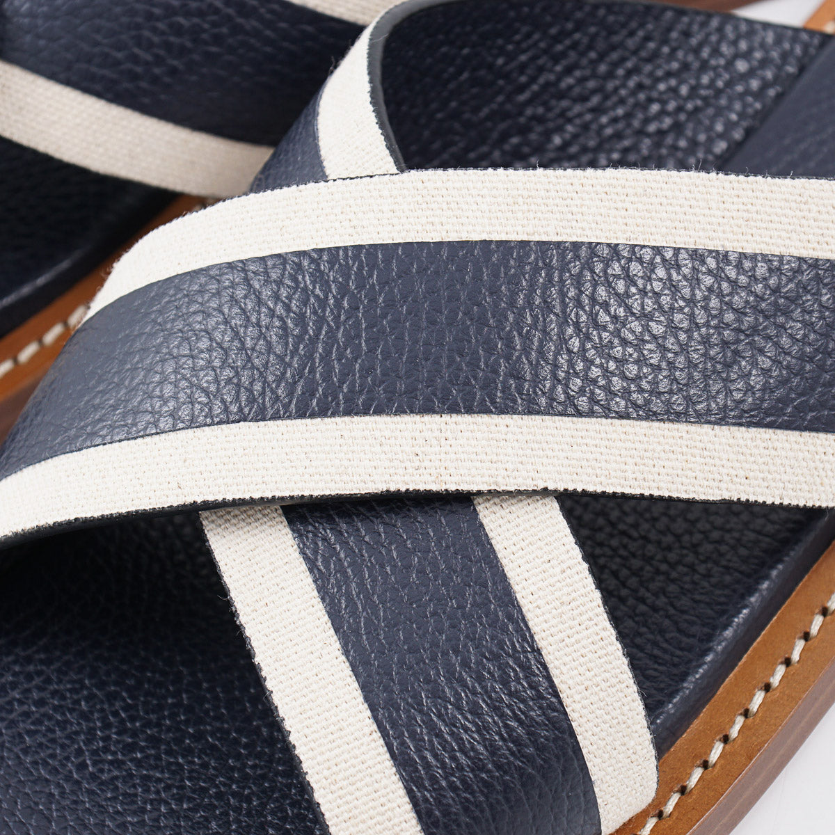 Isaia Pebbled Leather Slide Sandals